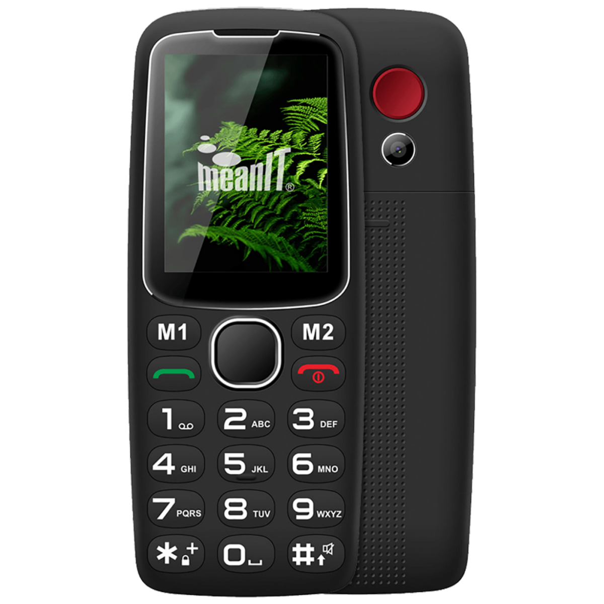 Crni mobilni telefon MeanIT Senior 10 sa velikim tipkama i SOS dugmetom