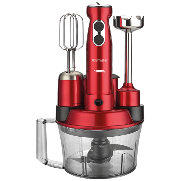 Goldmaster štapni mikser GM-7239K Elena Max Red sa posudom i dodatnim nastavcima