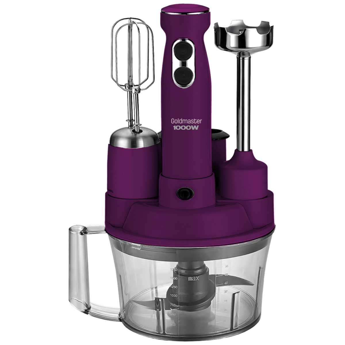Goldmaster štapni mikser GM-7239M Elena Max Purple sa posudom i dodatnim nastavcima