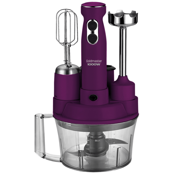 Goldmaster štapni mikser GM-7239M Elena Max Purple sa posudom i dodatnim nastavcima