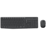 Logitech MK235 bežični set - tastatura i miš sa USB prijemnikom na beloj podlozi