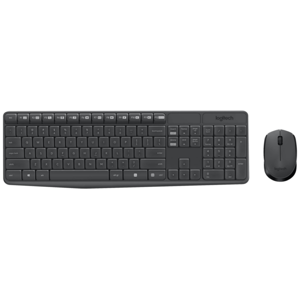 Logitech MK235 bežični set - tastatura i miš sa USB prijemnikom na beloj podlozi