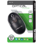 Crni optički miš Connect XL sa USB konektorom i scroll točkićem