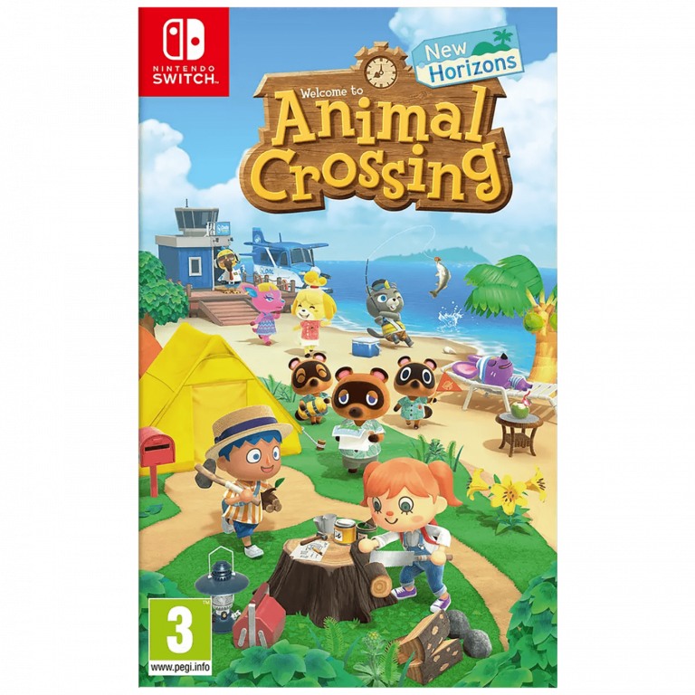 Naslovnica igre Animal Crossing: New Horizons za Nintendo Switch sa likovima i otokom u pozadini