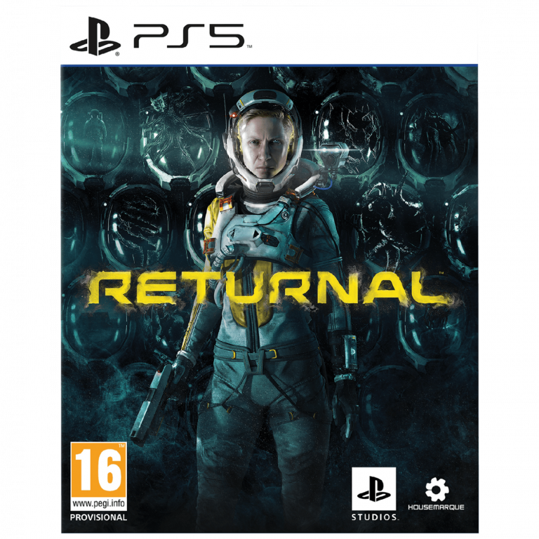 Omot igre Returnal za PlayStation 5 sa naslovnim likom Selene i vanzemaljskim okruženjem