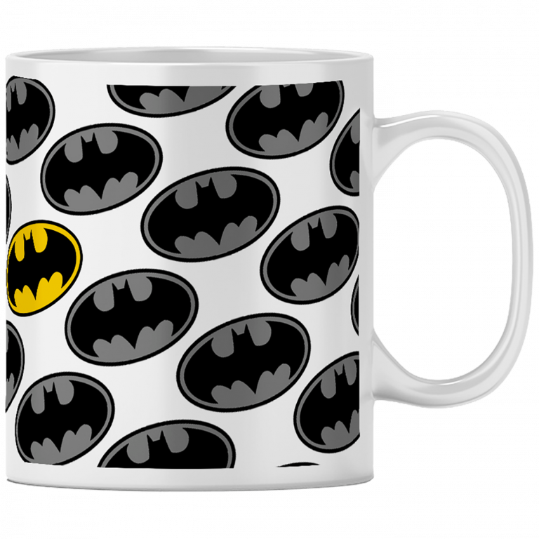 DC šolja sa Batman motivom, bela keramička šolja sa crnim grafikom, kapacitet 330 ml