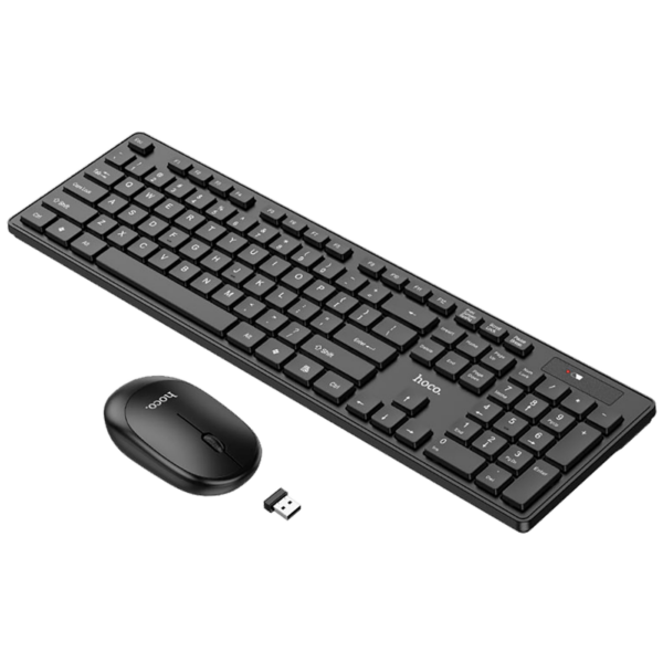 Bežični set tastature i miša Hoco GM17 sa USB prijemnikom na beloj podlozi