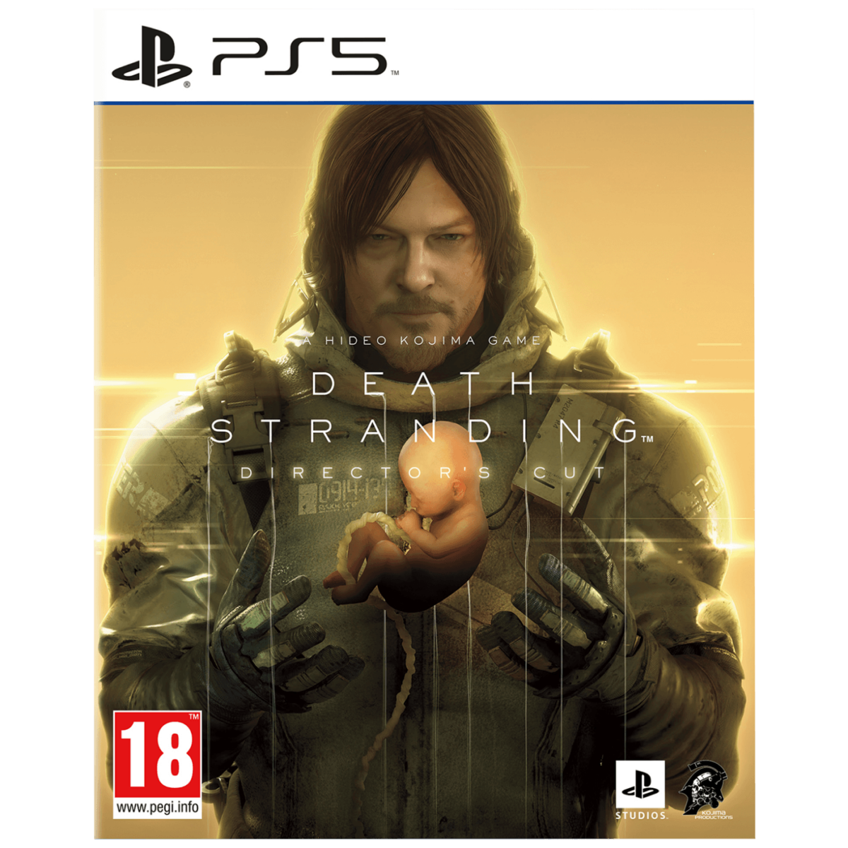 Omot igre Death Stranding Director’s Cut za PlayStation 5 sa likovima Normana Reedusa i Madsa Mikkelsena