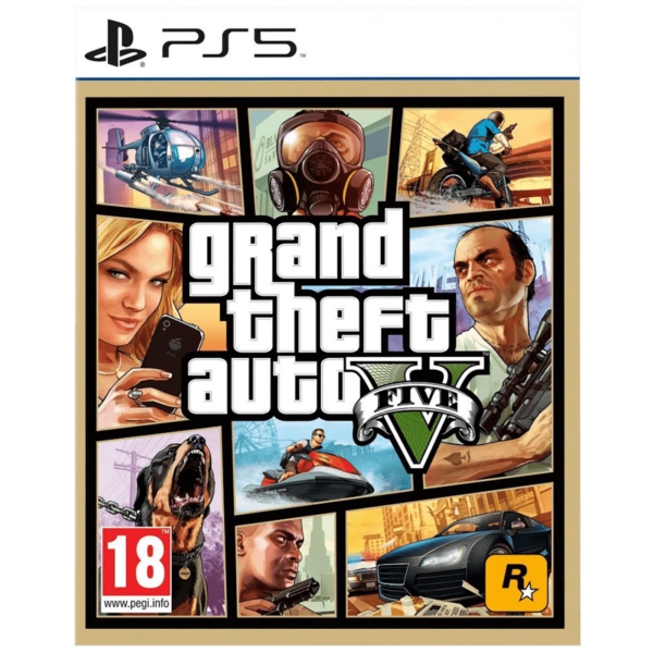 Omot igre GTA V za PlayStation 5 sa logom Take 2 Interactive