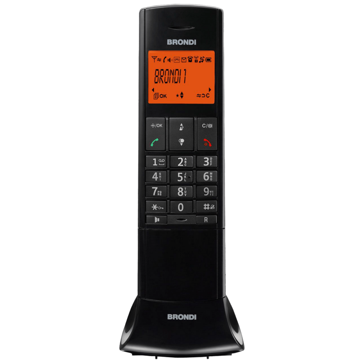 Crni bežični telefon Brondi Lemure sa alfanumeričkim ekranom i DECT tehnologijom