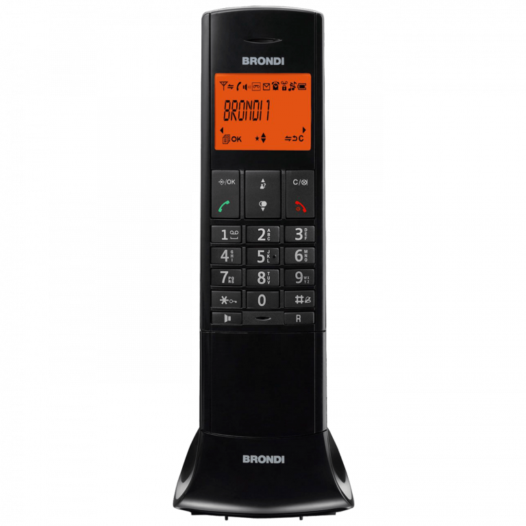 Crni bežični telefon Brondi Lemure sa alfanumeričkim ekranom i DECT tehnologijom