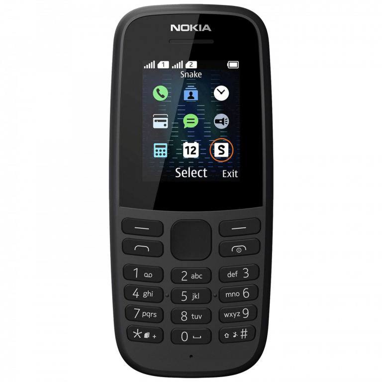Nokia 105 SS Black mobilni telefon sa crnim kućištem i 1.77" ekranom