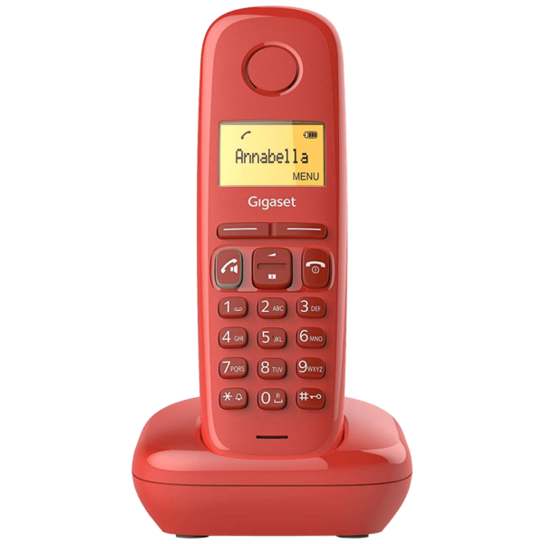 Crveni bežični Gigaset A270 telefon sa LCD ekranom i elegantnim dizajnom