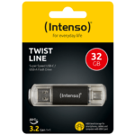 Intenso USB Flash 32GB Twist Line sa USB-C i USB-A priključkom, crne boje