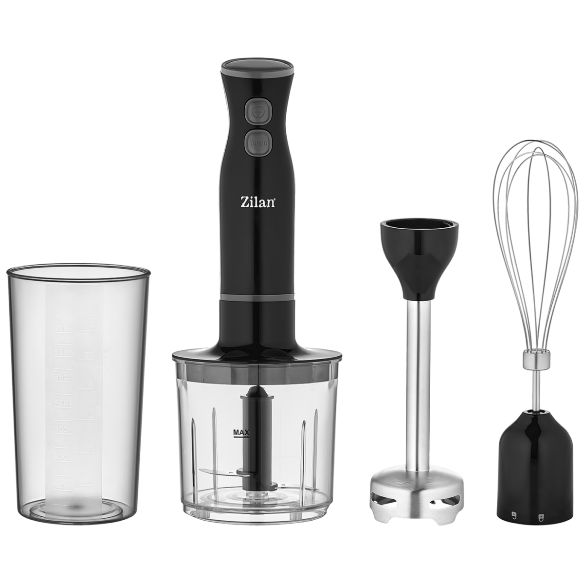 Zilan Blender Set 250W sa mjernom posudom, sjeckalicom i nastavkom za pjenjaču