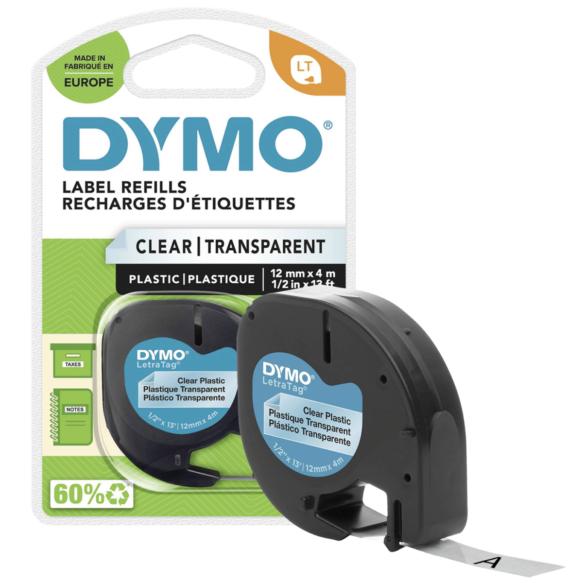 Dymo kaseta s trakom za LetraTag, prozirna plastika, 12mm širina