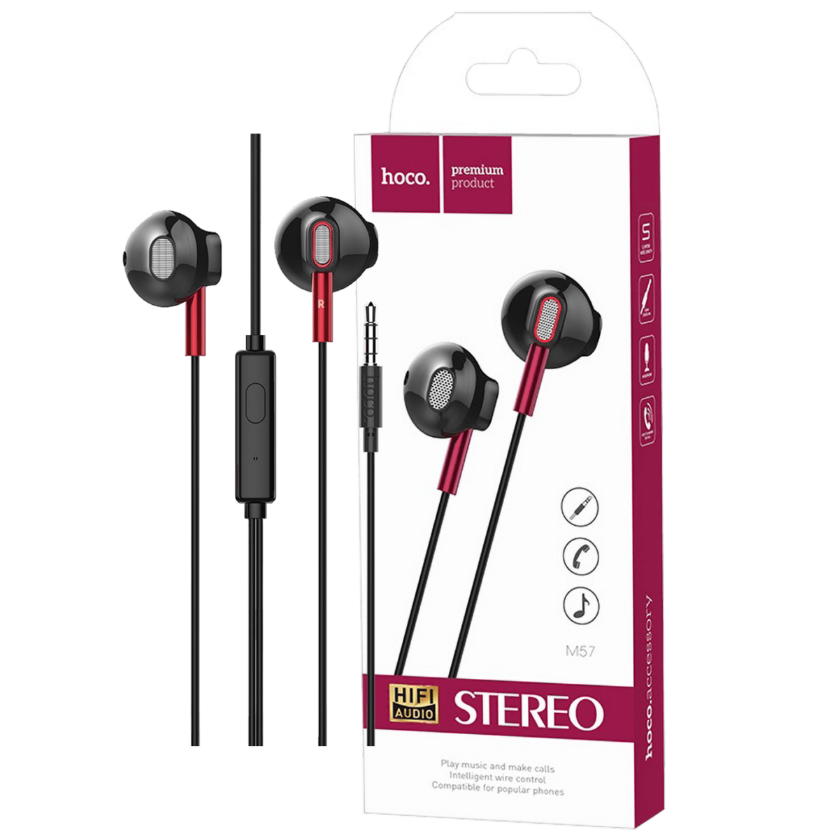 Crne hoco M57 Sky Sound slušalice sa mikrofonom i 1.2 m kablom