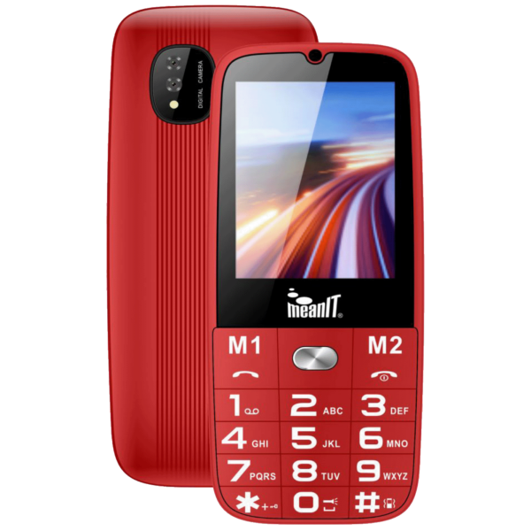 Crveni MeanIT Senior 15 mobilni telefon sa velikim tipkama i SOS dugmetom