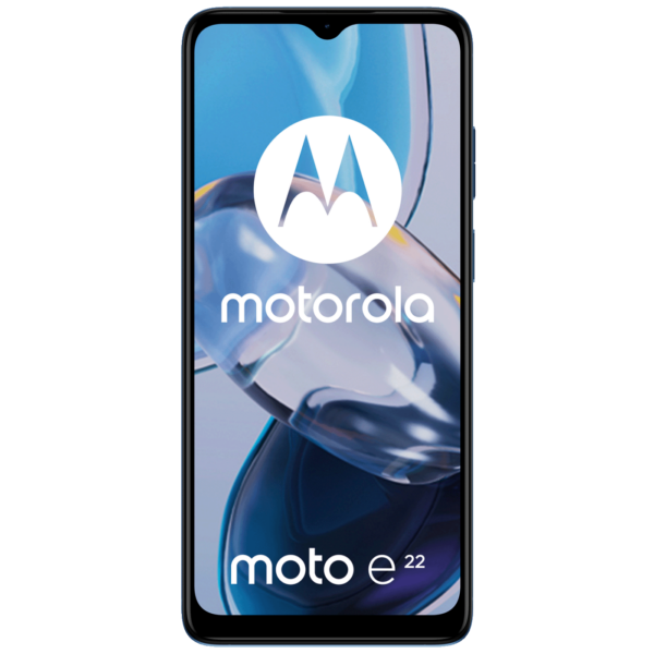 Motorola E22 smartphone u Crystal Blue boji sa 6.5" ekranom i dual kamerom