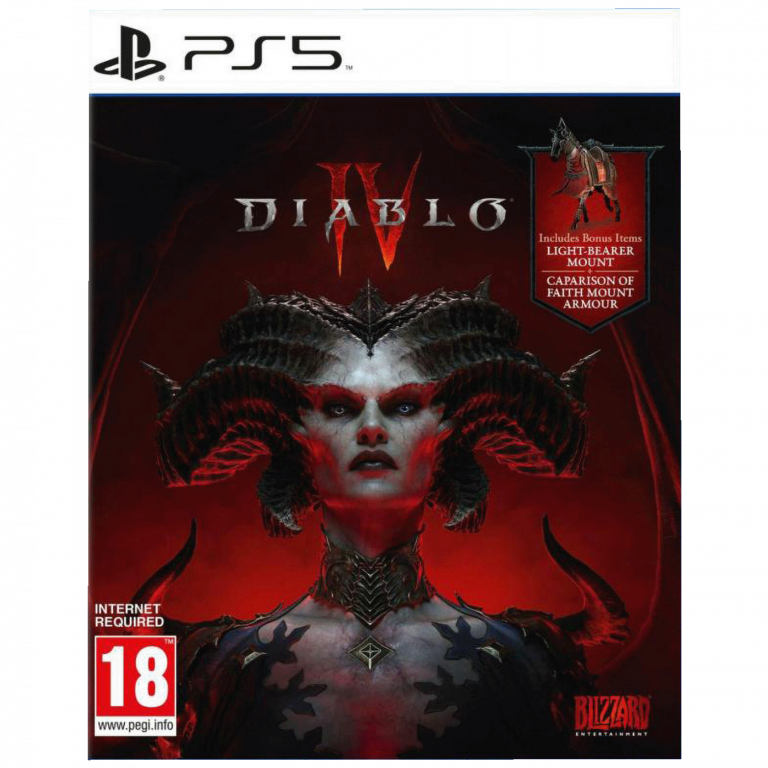 Omot igre Diablo 4 za PlayStation 5 sa likom Lilith i mračnim pozadinom