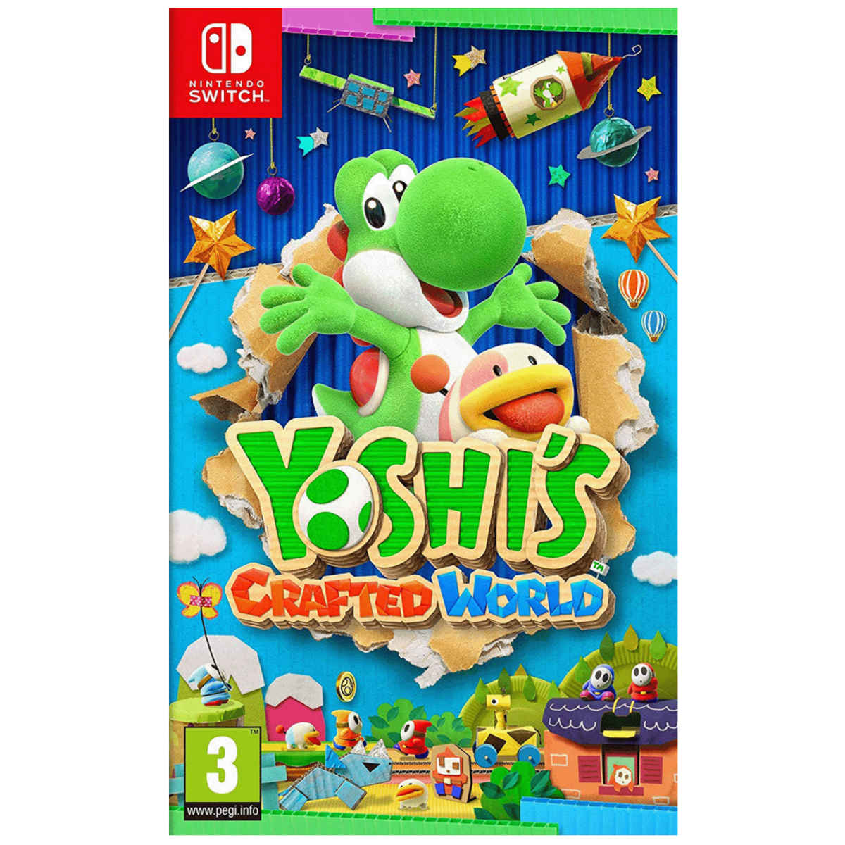 Yoshi's Crafted World Nintendo Switch igra sa Yoshijem na kreativnoj pozadini