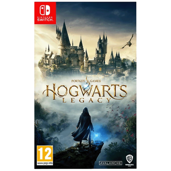 Naslovnica igre Hogwarts Legacy za Nintendo Switch sa prikazom Hogwartsa i glavnog lika