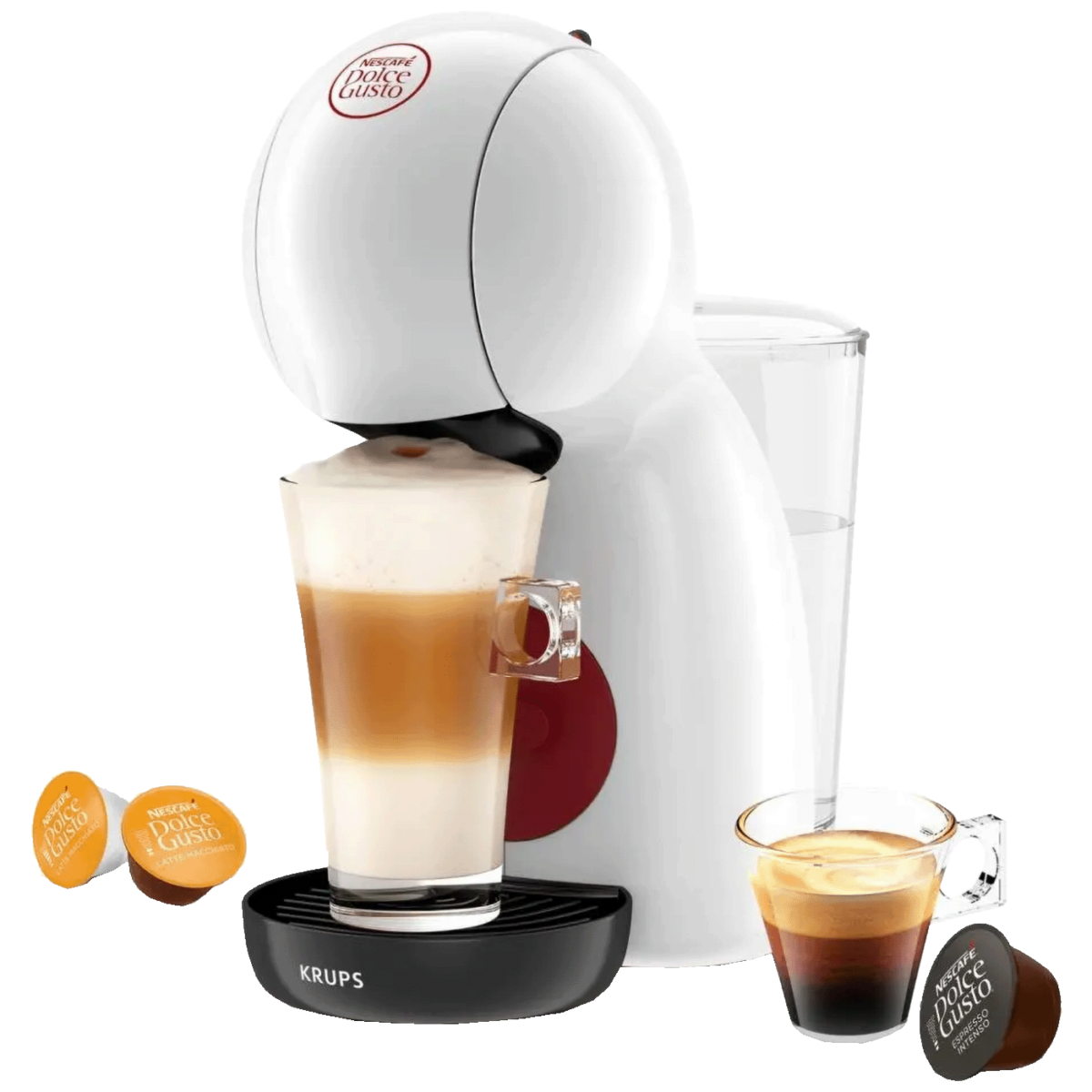 Krups Nescafe Dolce Gusto Piccolo XS espresso aparat u crvenoj boji sa kapsulama za kafu