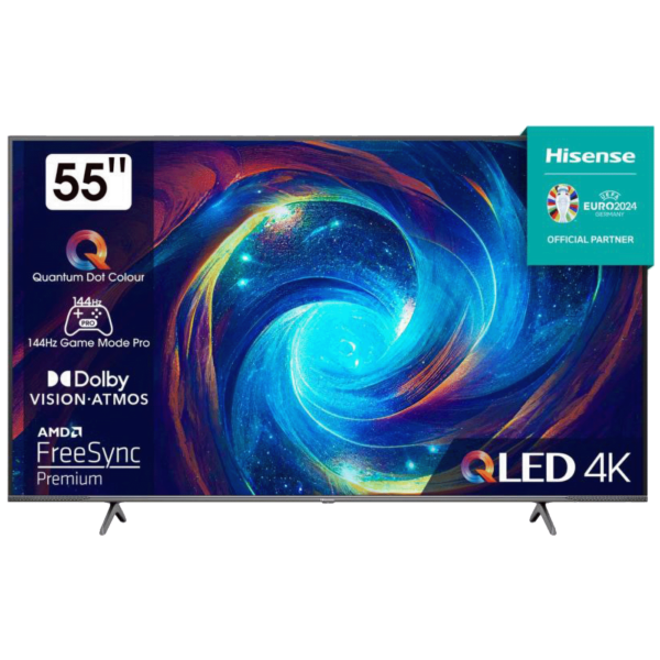 Hisense Smart QLED TV 55E7KQ PRO sa 55-inčnim ekranom, 4K rezolucijom i modernim dizajnom