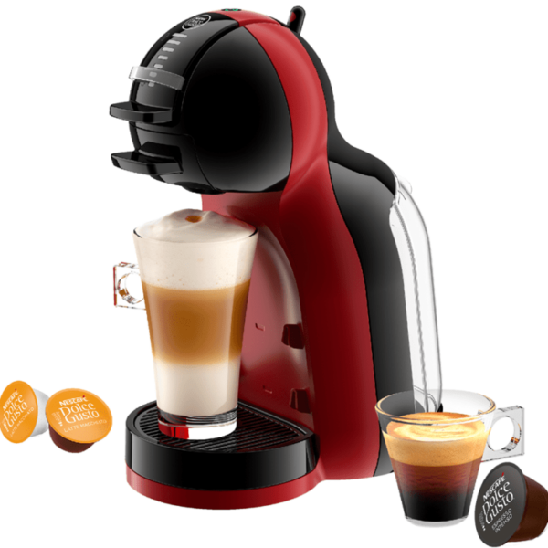 Dolce Gusto Mini Me crveni i crni aparat za kafu sa šoljom