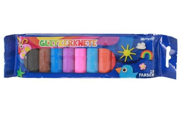 TTS Plastelin 10 Boja Glitter u različitim svetlećim nijansama, idealan za dečju kreativnost
