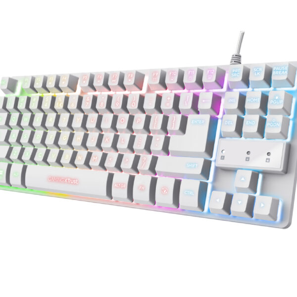 Trust GXT833W Thado TKL bijela gaming tastatura sa LED osvetljenjem i US rasporedom