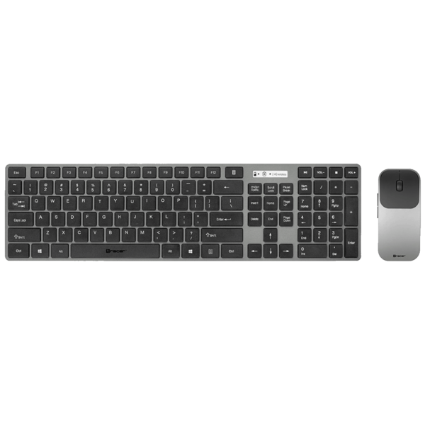 Tracer bežična tastatura i miš set s nano prijemnikom, crne boje, na radnom stolu