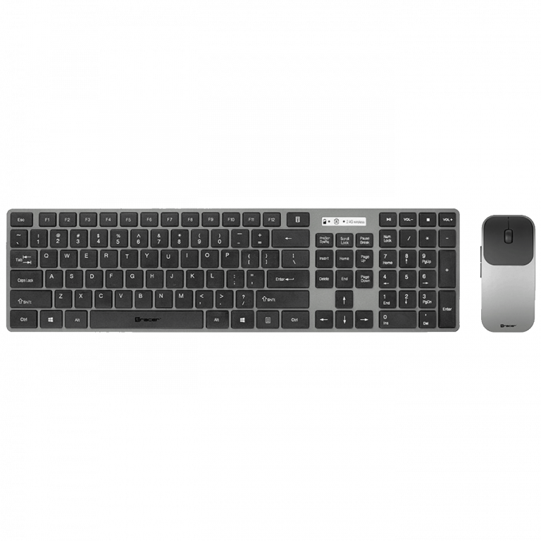 Tracer bežična tastatura i miš set s nano prijemnikom, crne boje, na radnom stolu