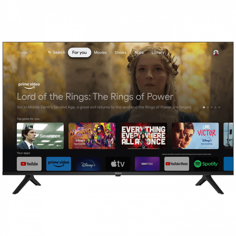 Tesla Smart LED televizor 75" sa Google TV, crne boje, prikazan u moderan enterijer