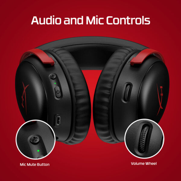 HyperX Cloud III Wireless gaming slušalice u crno-crvenoj boji sa bežičnom konekcijom