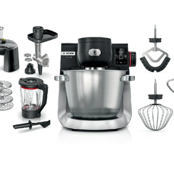 BOSCH MUM 6CRNA-INOXA kuhinjski aparat sa crno-inox dizajnom i ugrađenom vagom