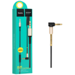 Hoco UPA02 audio kabl 3.5 mm sa mikrofonom, dužine 2 metra, sa crnim omotačem i pozlaćenim konektorima.