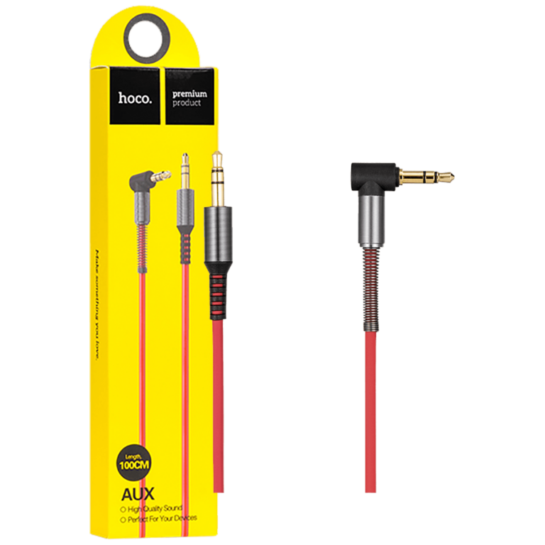 Crveni HOCO audio kabl 3.5 mm sa pozlaćenim konektorima, dužine 1.0 metar