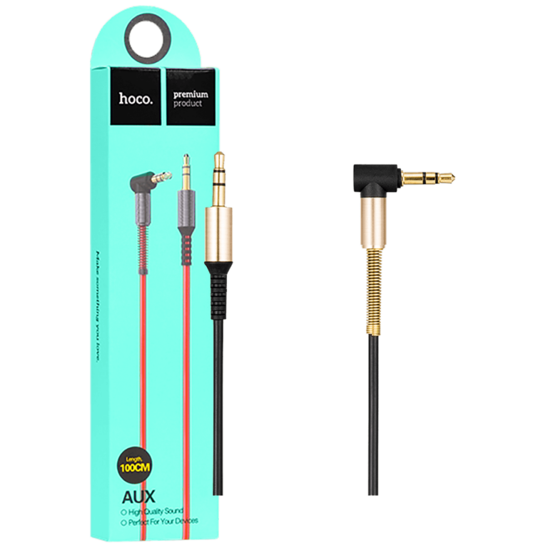 Crni HOCO audio kabl 3.5 mm sa pozlaćenim konektorima, dužine 1 metar