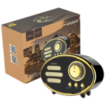 Crni HOCO BS25 retro Bluetooth zvučnik sa okruglim dizajnom i metalnim rešetkama