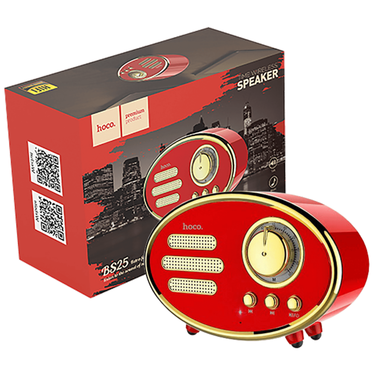Crveni retro HOCO BS25 Bluetooth zvučnik sa okruglim dizajnom i dugim vremenom rada