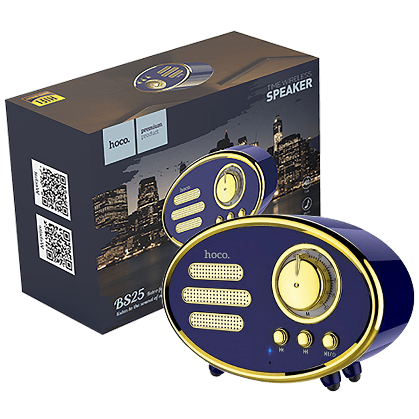 Plavi retro Bluetooth zvučnik hoco. BS25 Time sa bežičnom povezivošću