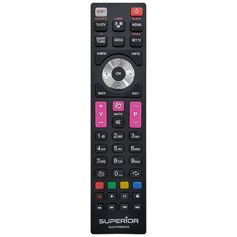 Superior daljinski upravljač za Telefunken TV prijemnike sa crnim dizajnom i ergonomskim dugmadima