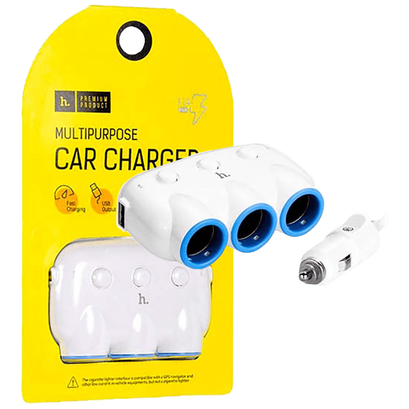 HOCO auto punjač sa 2 USB porta i 3 utičnice za auto upaljač