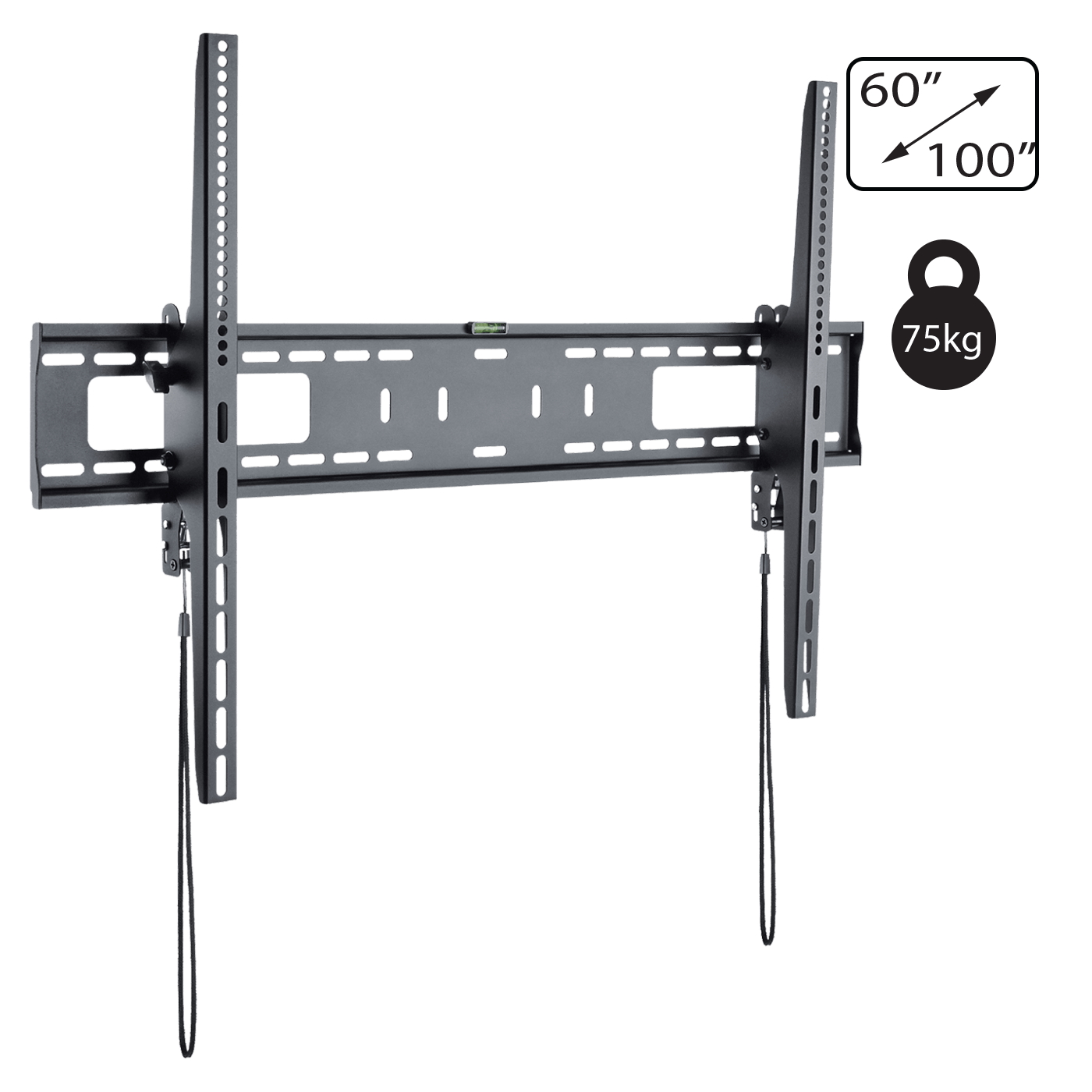 Crni zidni nosač za TV prijemnike 60"-100" sa oznakom HOME
