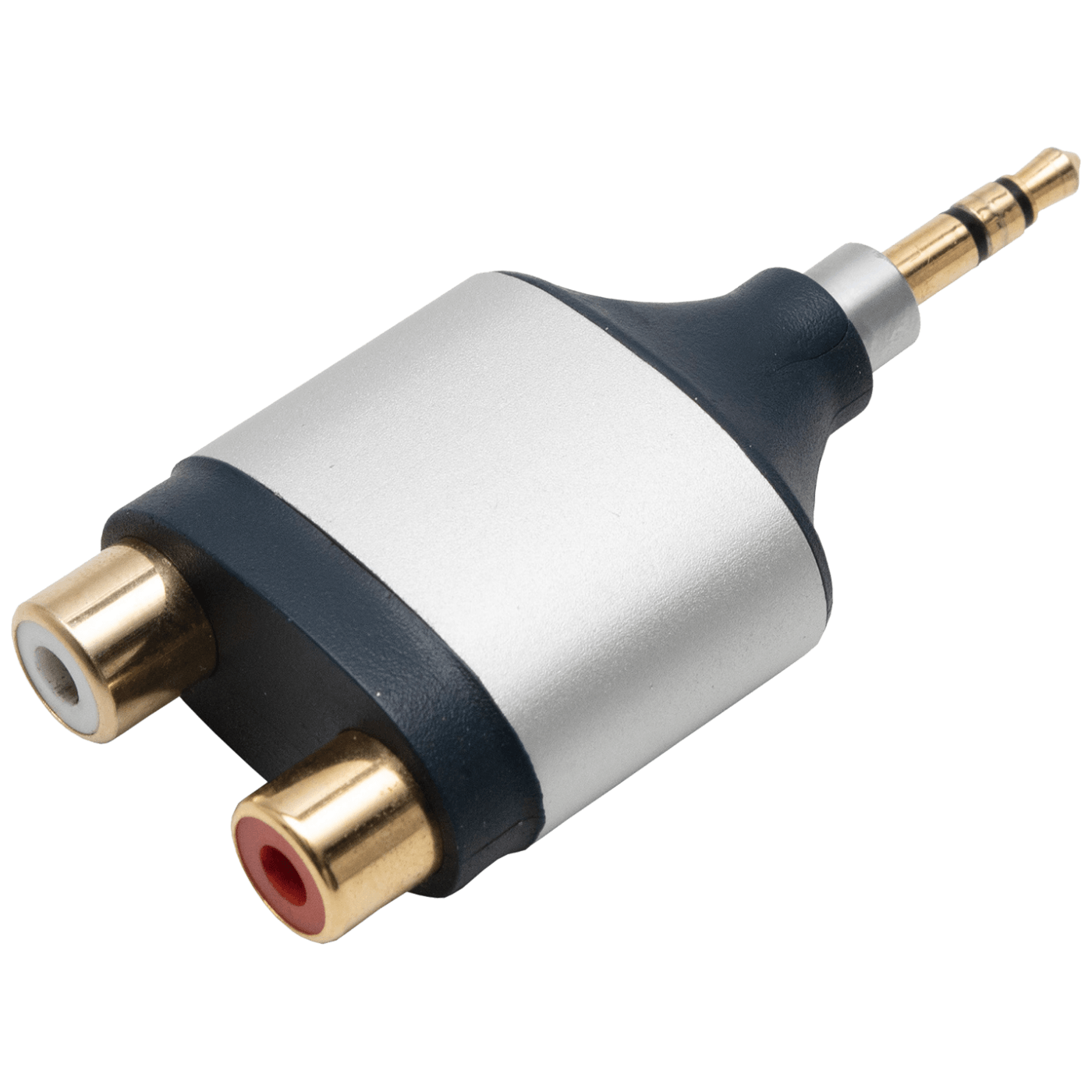 Adapter 3.5mm muški na RCA ženski x 2 sa pozlaćenim konektorima i aluminijumskim kućištem