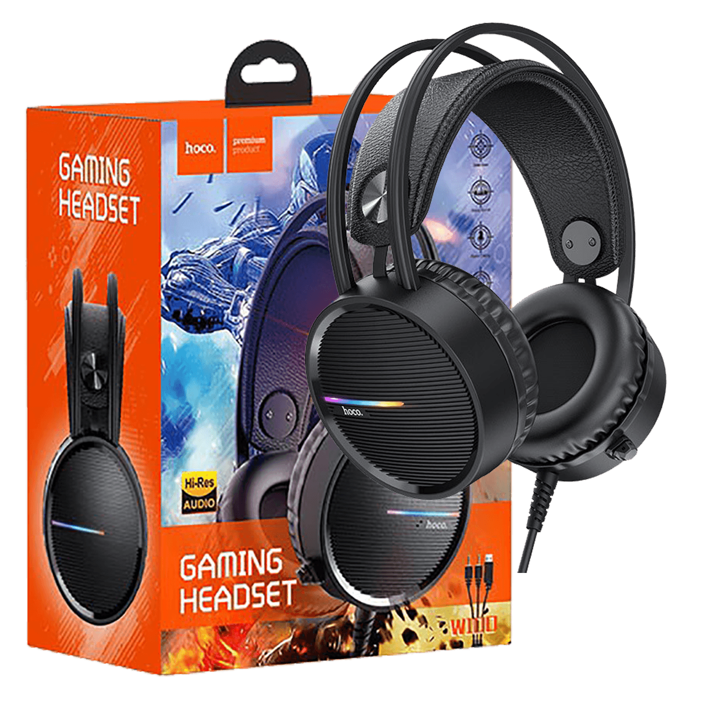 Crne hoco. W100 Touring gaming slušalice sa mikrofonom i LED osvjetljenjem