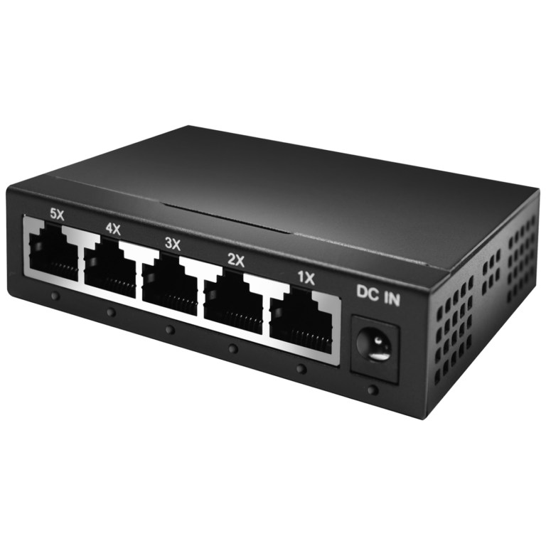 Amiko Home 5-portni gigabit switch NS-205G na beloj pozadini
