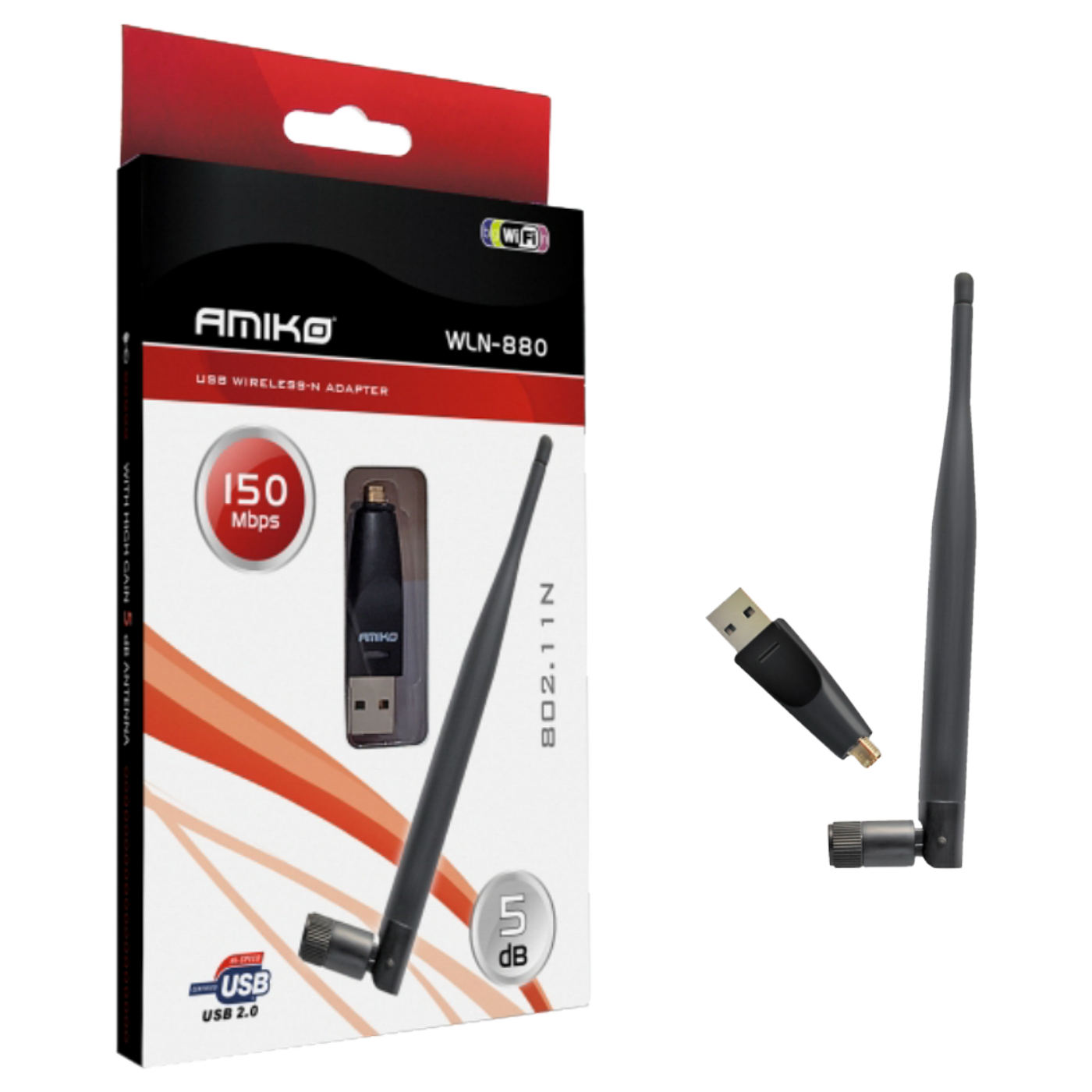 Amiko WLN-880 USB Wi-Fi mrežna kartica sa odvojivom antenom
