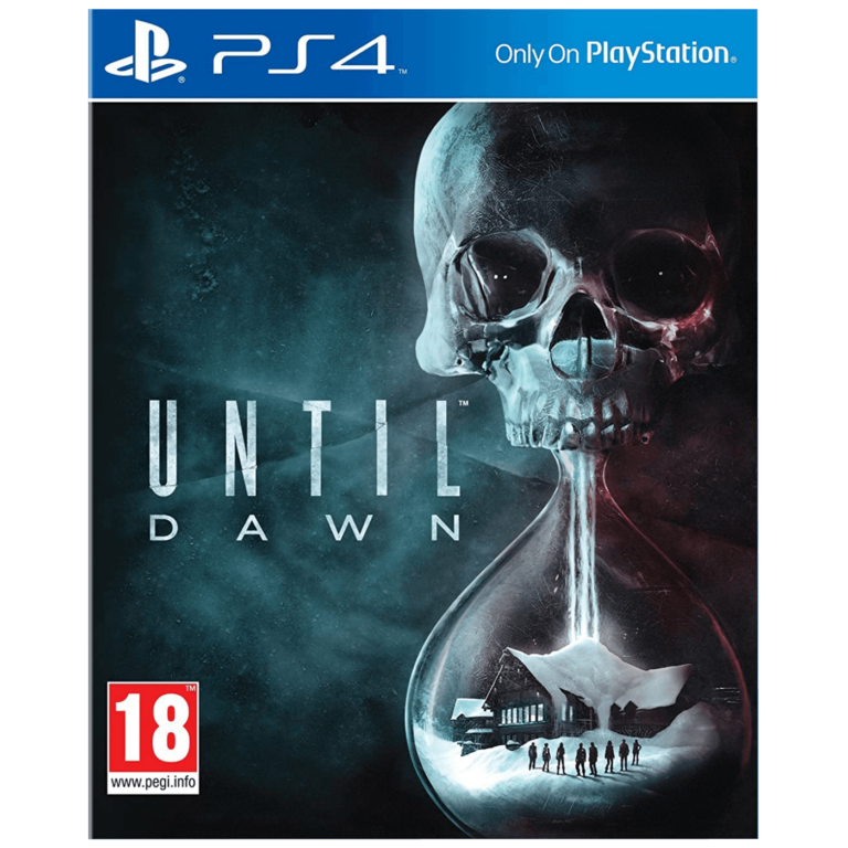 Omot igre Until Dawn za PlayStation 4 sa maskiranim likom i planinskim pozadinom